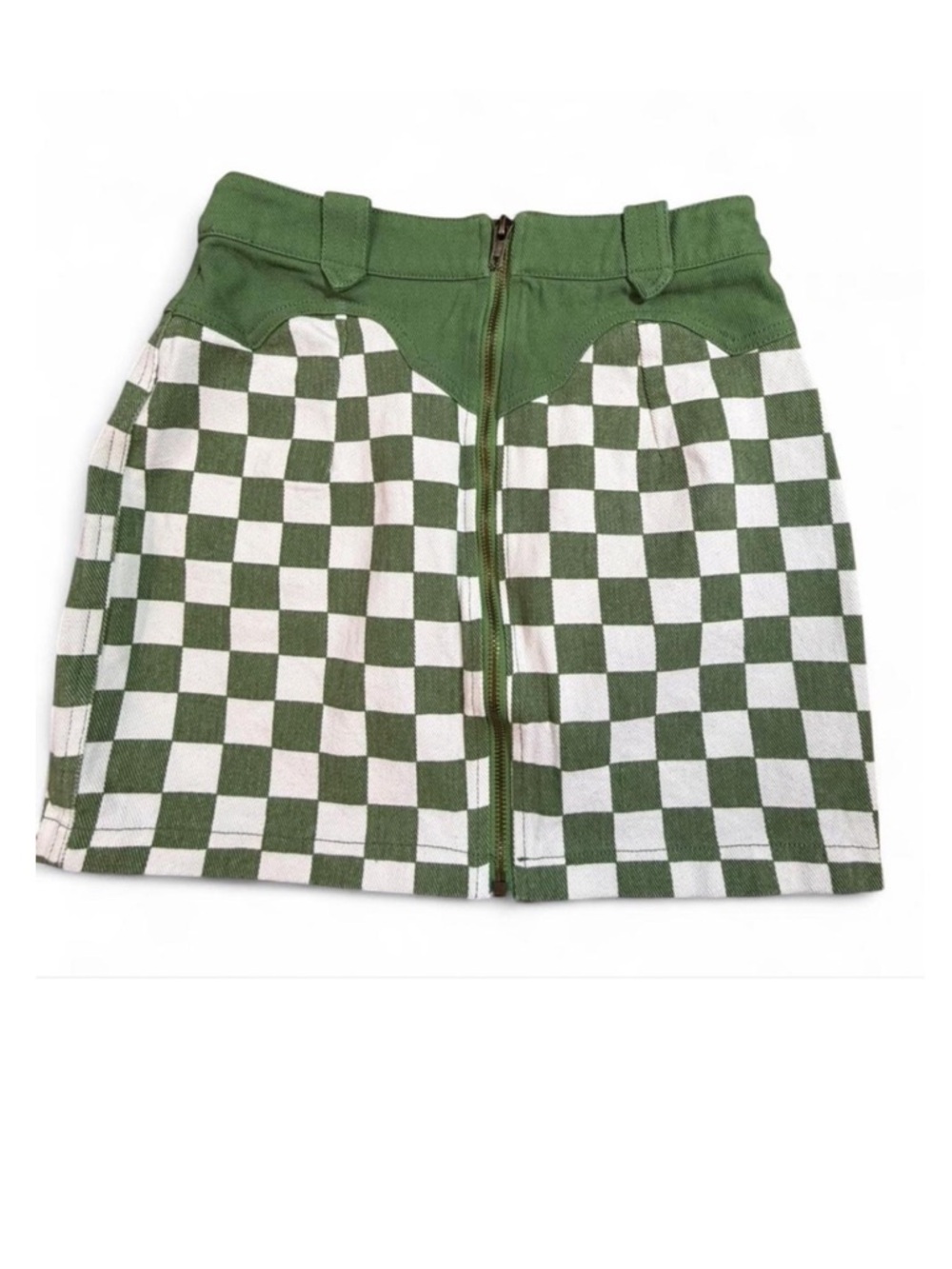 Blue Blush Green Checkered Mini Skirt Y2K Indie Coquette Brandy Style small